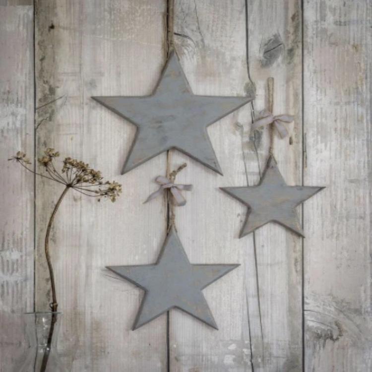 Vintage Wooden Grey/White Stars - Castle Home Interiors