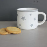 White Mug With Grey Stars - Castle Home Interiors