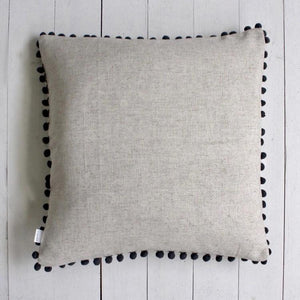 Neutral & Grey Pom Pom Cushion - Castle Home Interiors