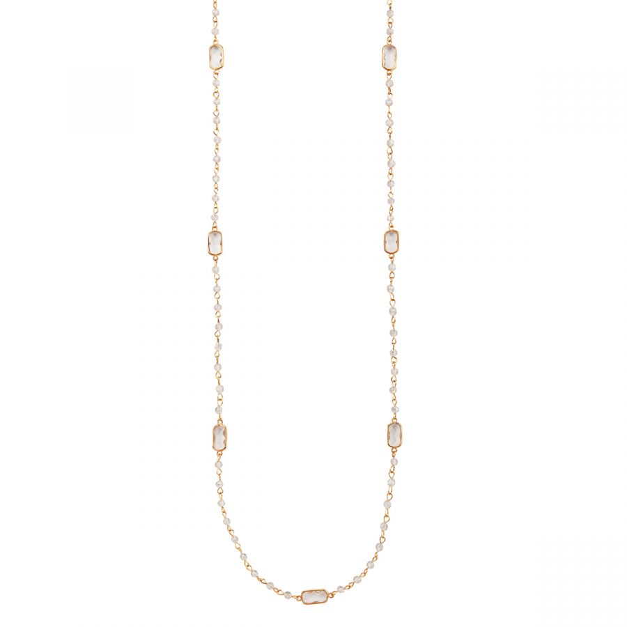 Gold Crystal Delicate Long Necklace - Castle Home Interiors