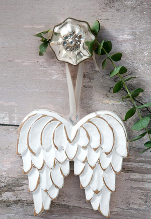 White Carved Hanging Angel Wings - Castle Home Interiors