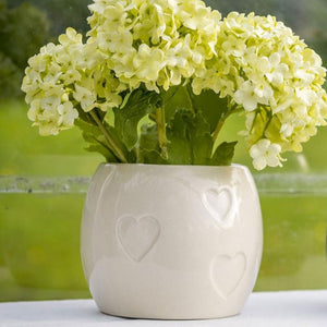 Ivory Embossed Heart Plant Pot