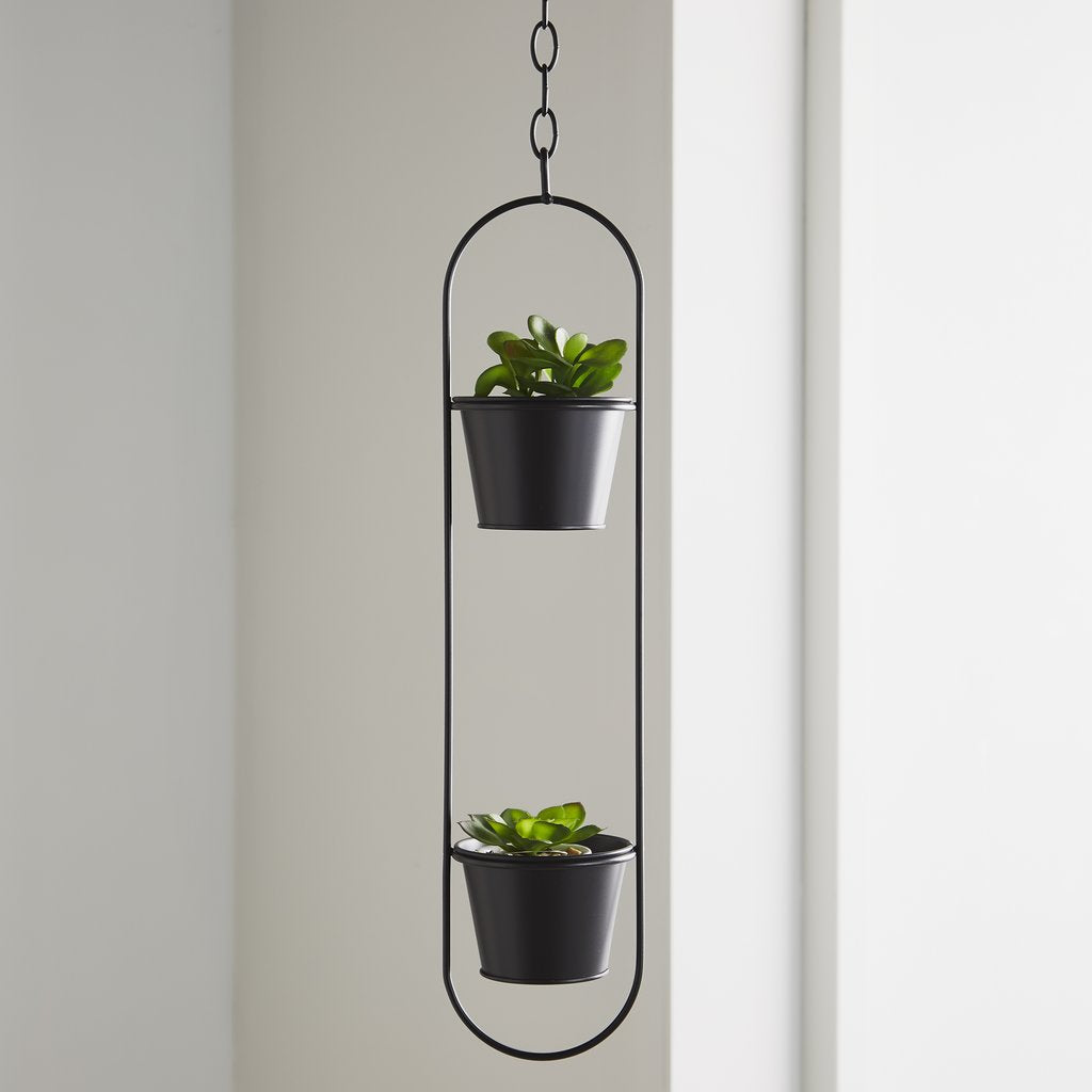 Duo Black Hanging Plant Holder - Castle Home Interiors