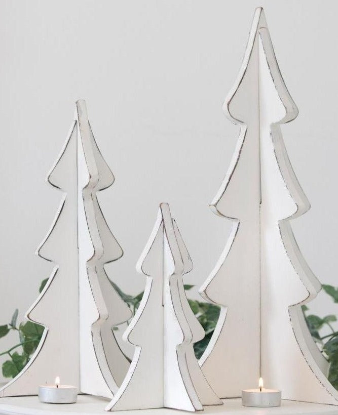 Hand Carved White Wooden Trees - Castle Home Interiors