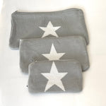 Grey Knitted Star Make Up Bag