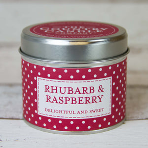 Rhubarb & Raspberry Tin Candle - Castle Home Interiors