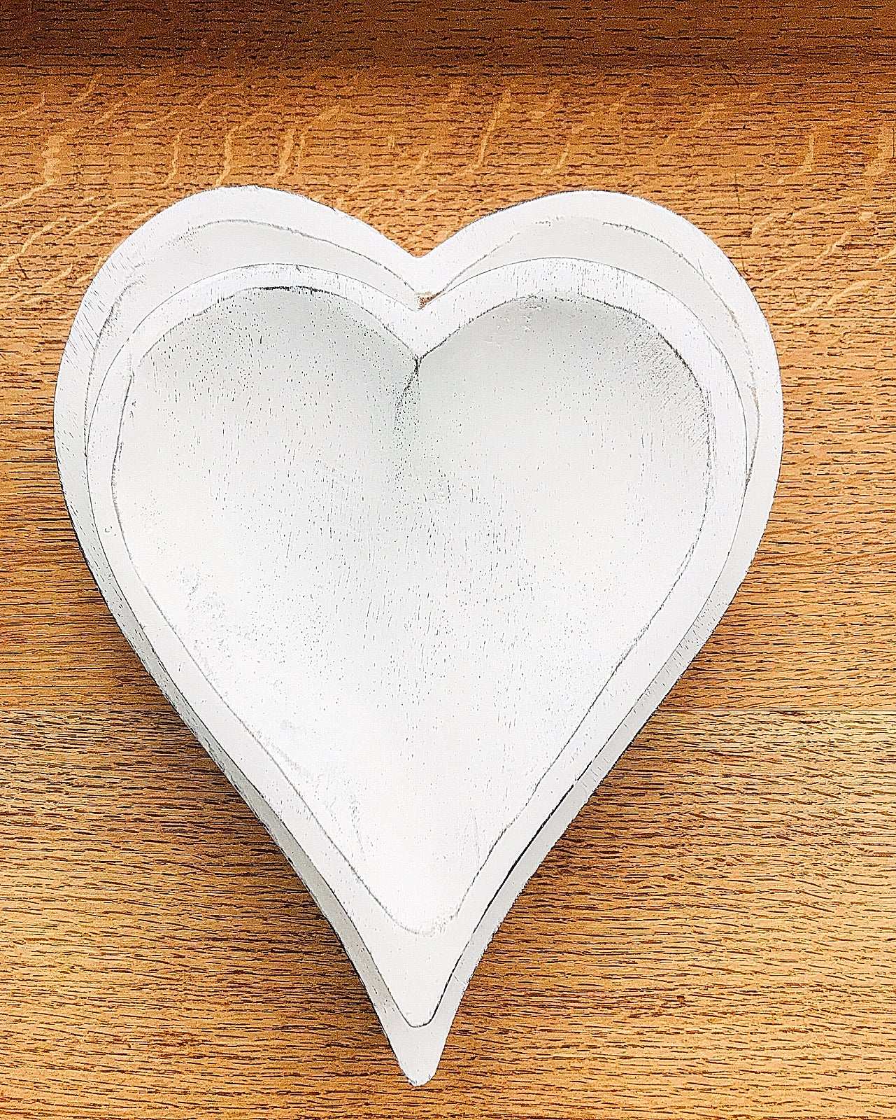 White Heart Shaped Distressed Trays - Castle Home Interiors