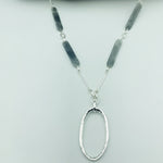 Silver And Grey Resin Long Pendant Necklace - Castle Home Interiors