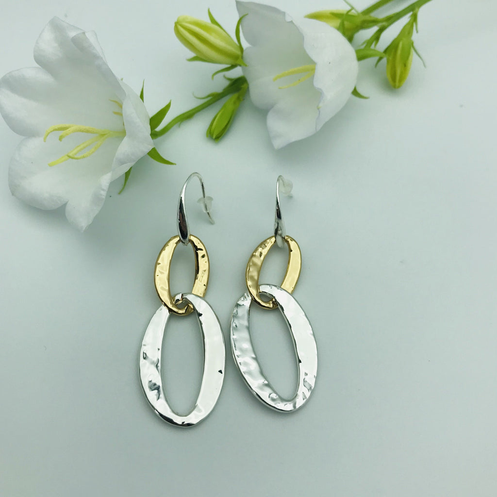 Rhodium Gold And Silver Mixed Metal Earrings - Castle Home Interiors