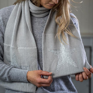 Grey Metallic Star Scarf