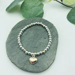 Rose Gold And Silver Elasticated Heart Bracelet - Castle Home Interiors